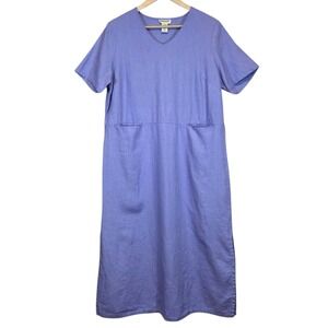 Bridgewater Studio Womens 14 Purple 100% Linen Dress Pockets Summer Resort Beach